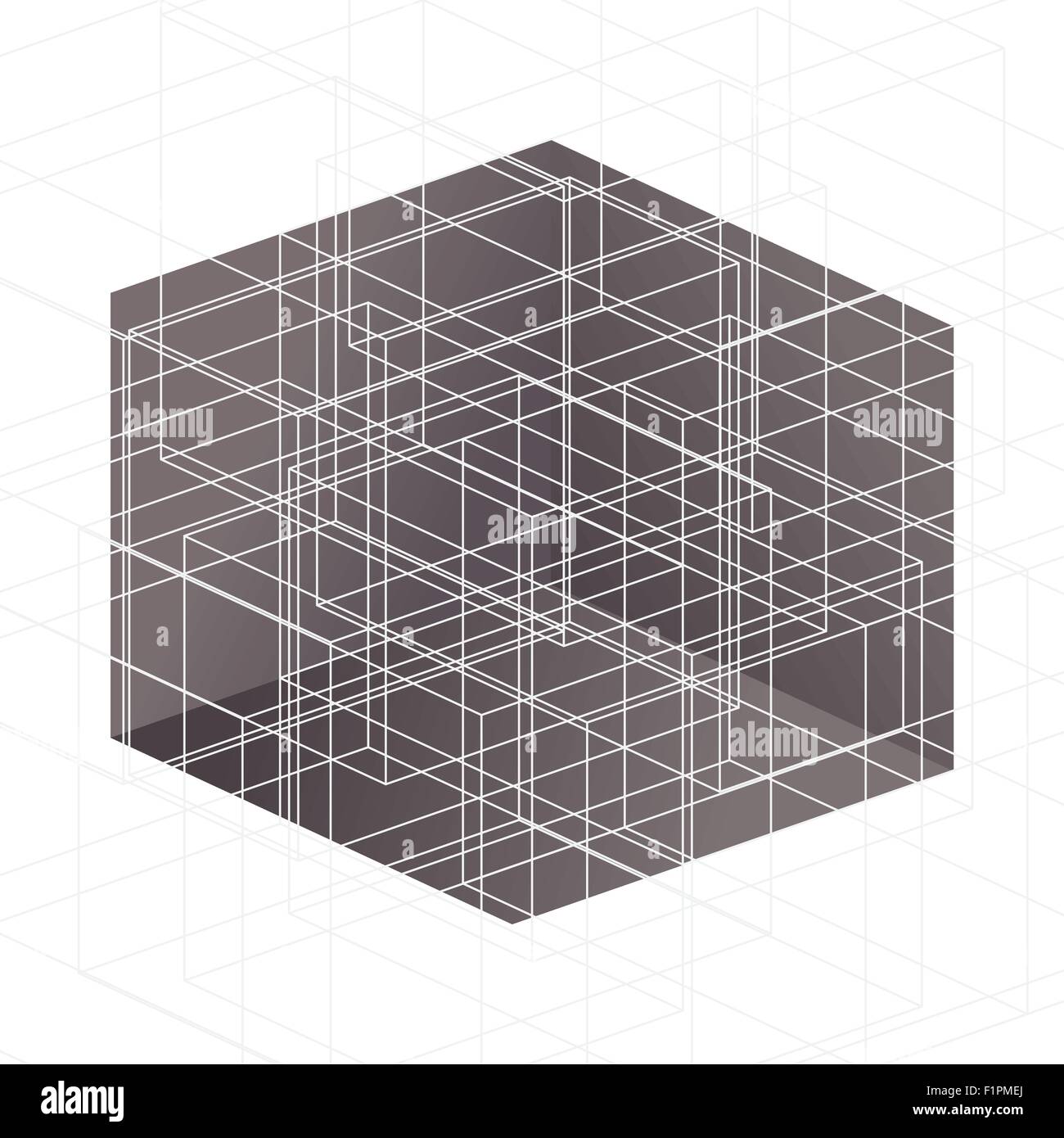 Le linee bianche sopra cubo marrone Abstract illustrazione vettoriale Illustrazione Vettoriale