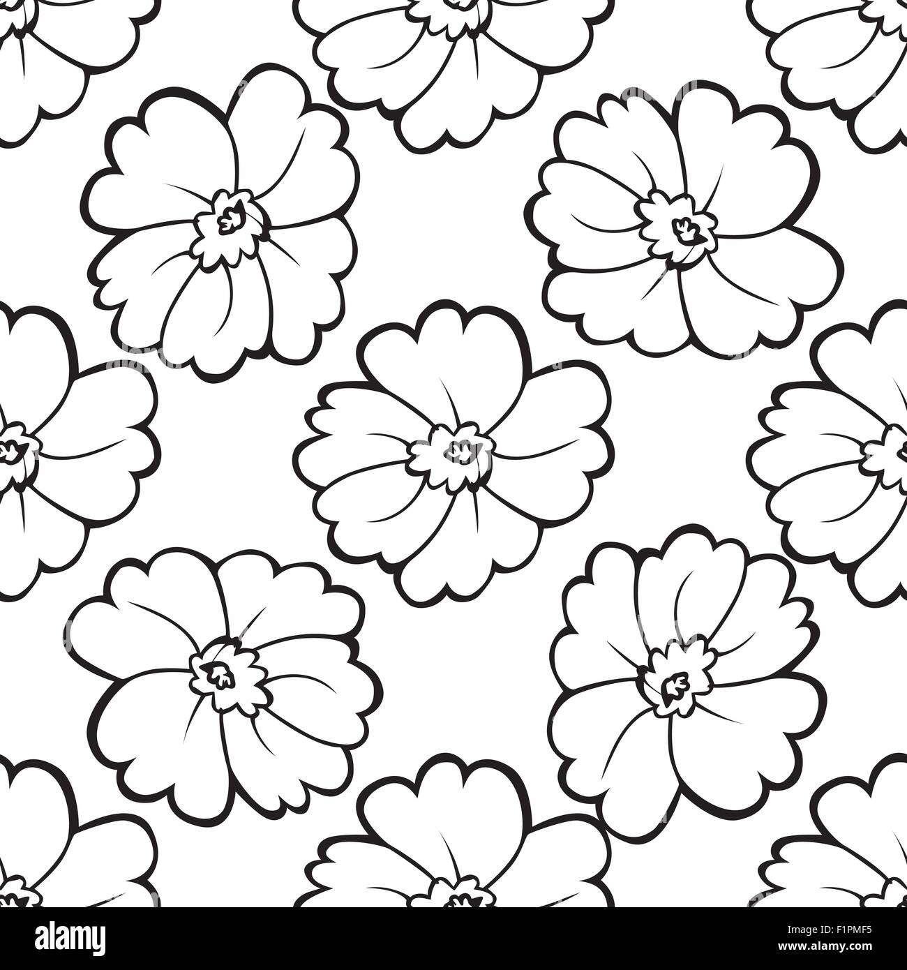 Modello senza giunture di nero e di bianco fiori illustrazione vettoriale Illustrazione Vettoriale