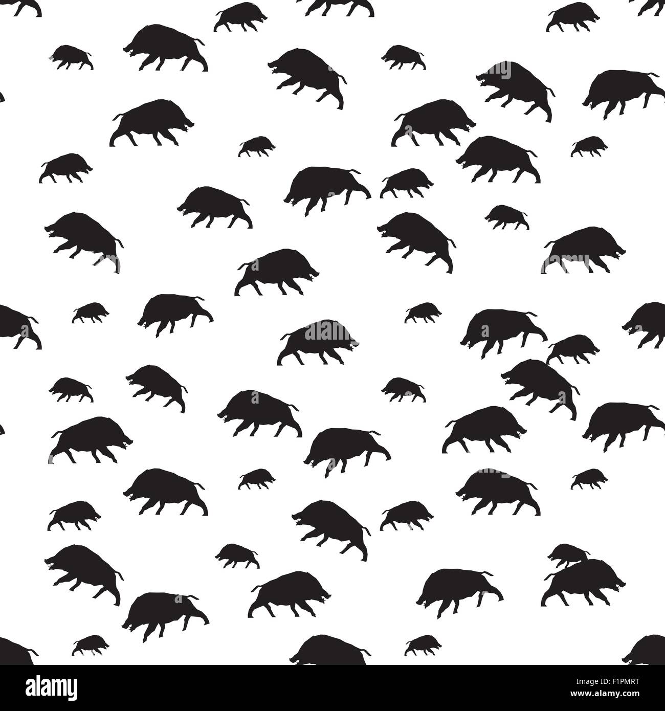 Cinghiali o warthog seamless pattern in bianco e nero e a colori bianco illustrazione vettoriale Illustrazione Vettoriale