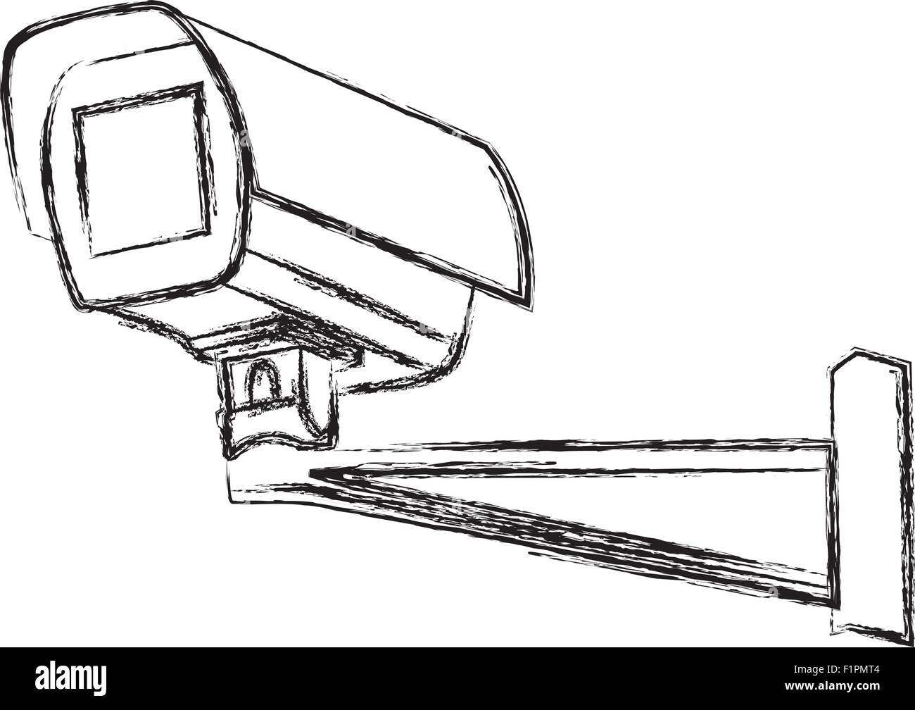 Bianco e nero telecamera di videosorveglianza (TVCC) Segnale di avvertimento. Illustrazione Vettoriale Illustrazione Vettoriale