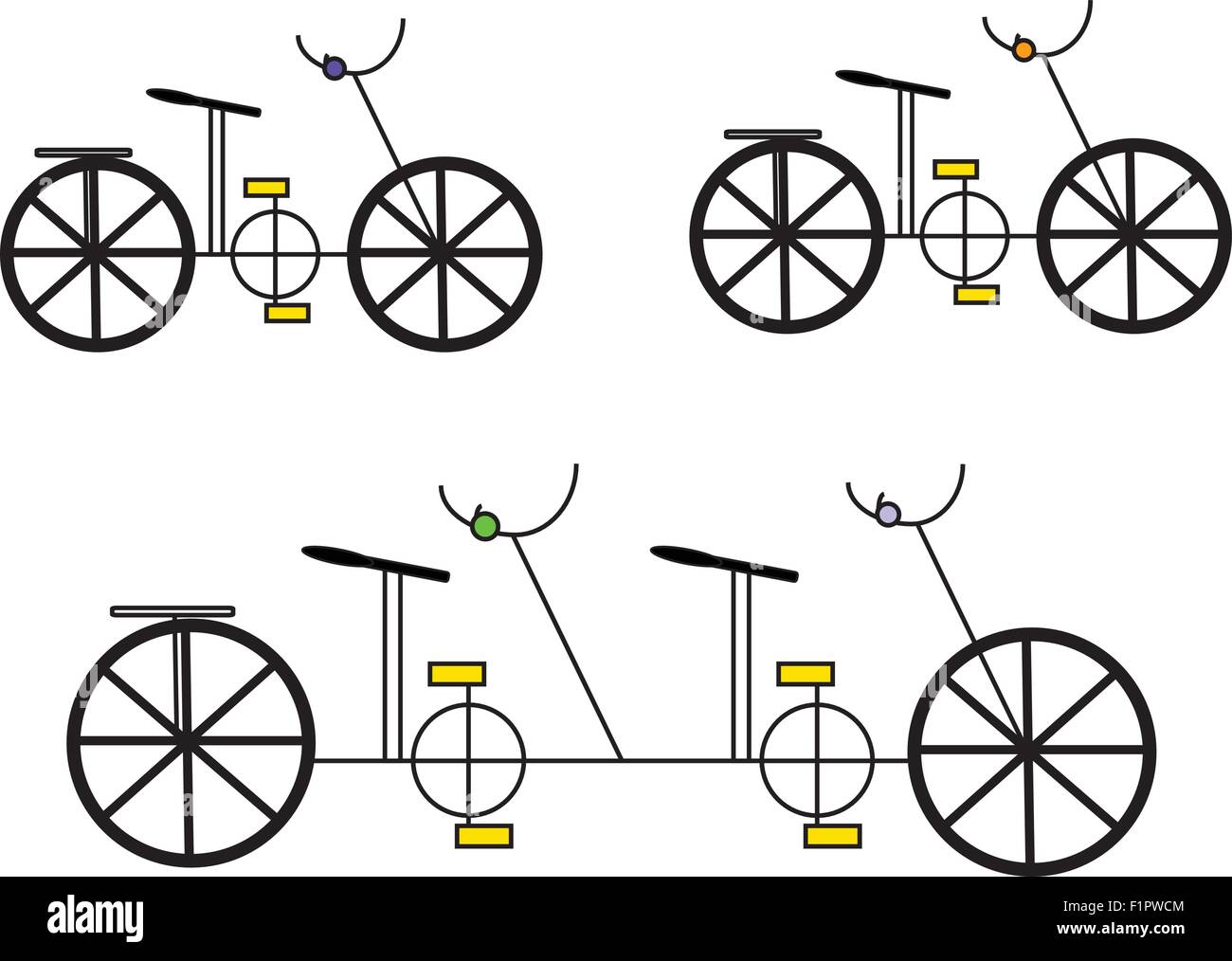 Single e Double biciclette illustrazioni isolate su sfondo bianco Illustrazione Vettoriale