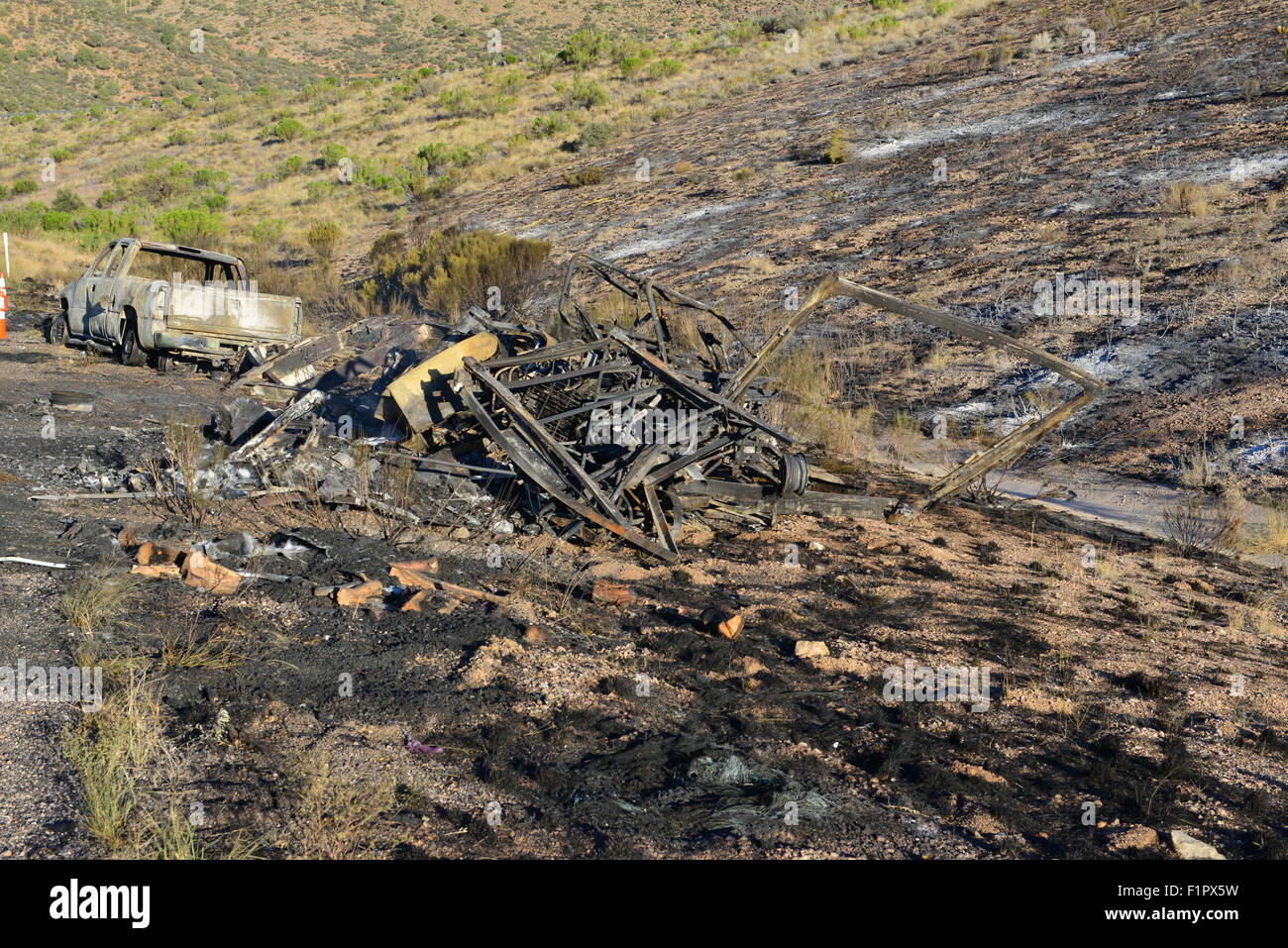 Un devastante incidente auto nel deserto dell'Arizona Foto Stock