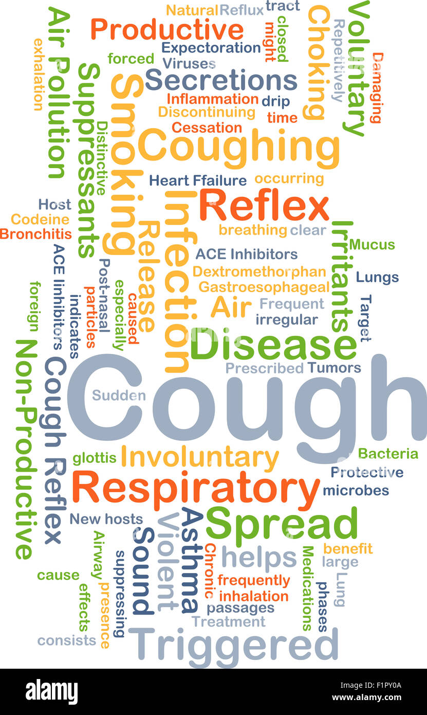 Concetto di sfondo wordcloud illustrazione della tosse Foto Stock