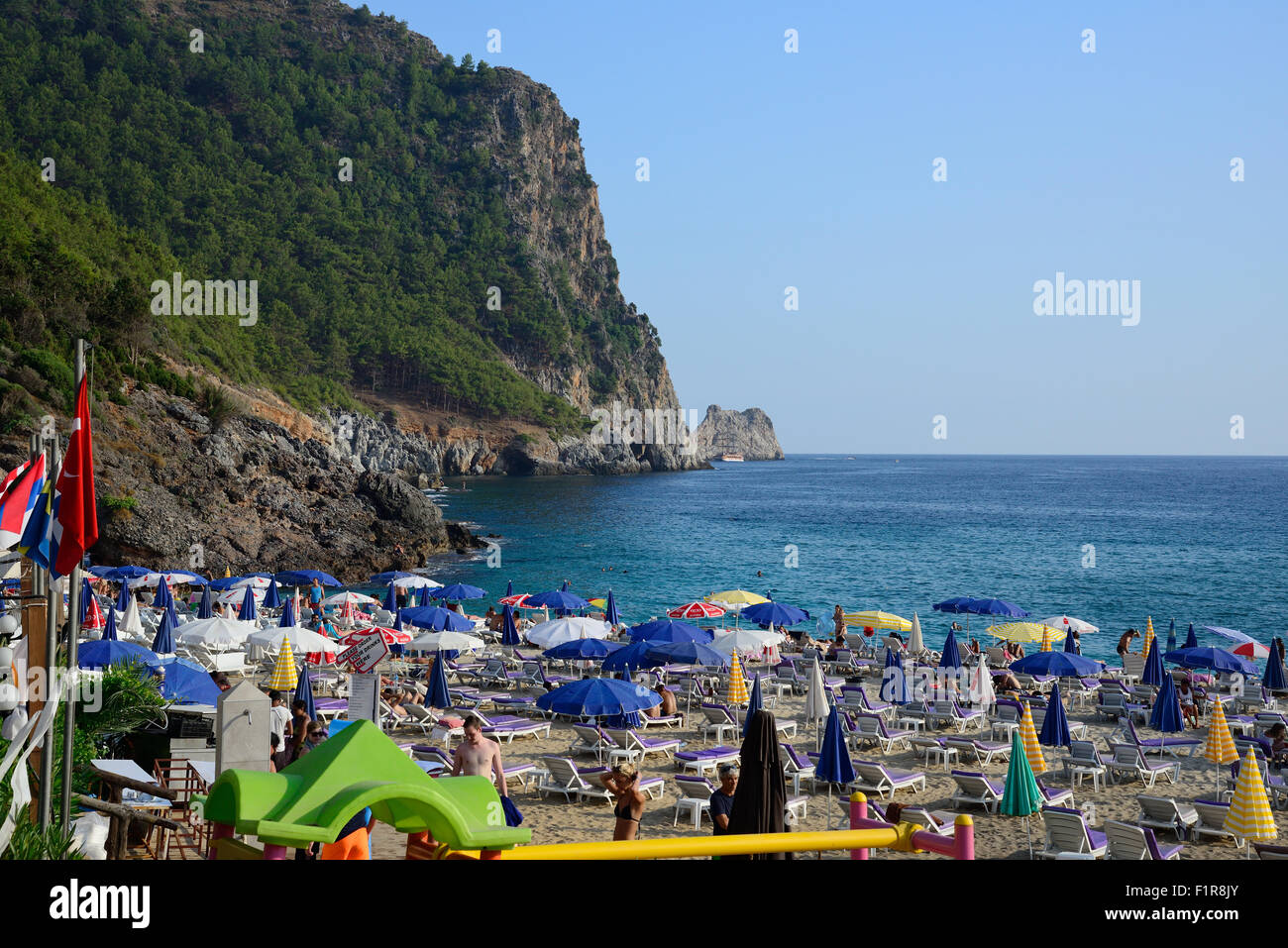 Alanya, Turchia, Joule 25, 2015. Spiaggia di Cleopatra Foto Stock