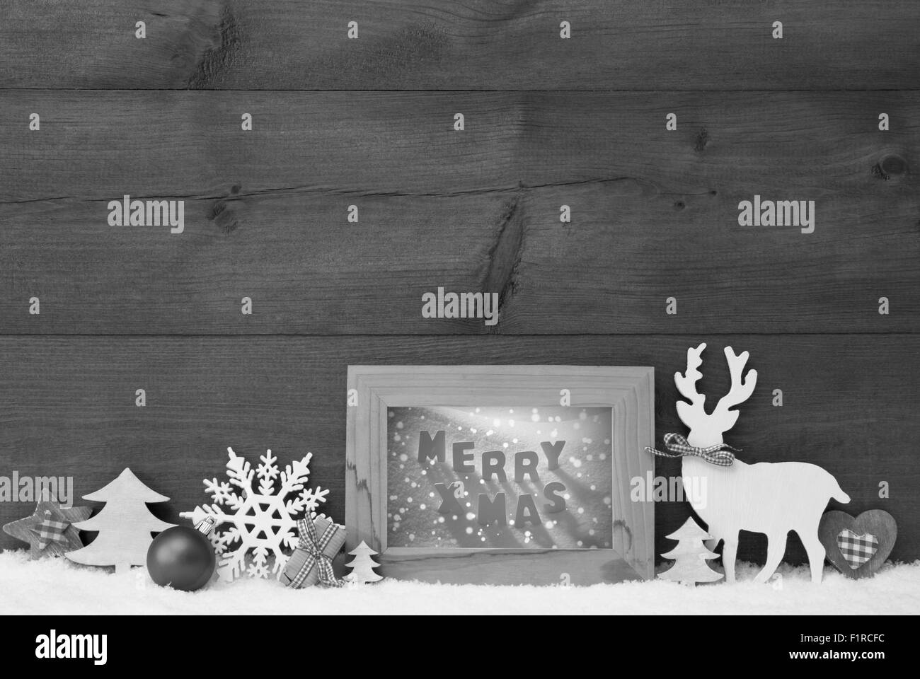 Nero e Bianco Natale sfondo telaio neve Merry Xmas Foto Stock