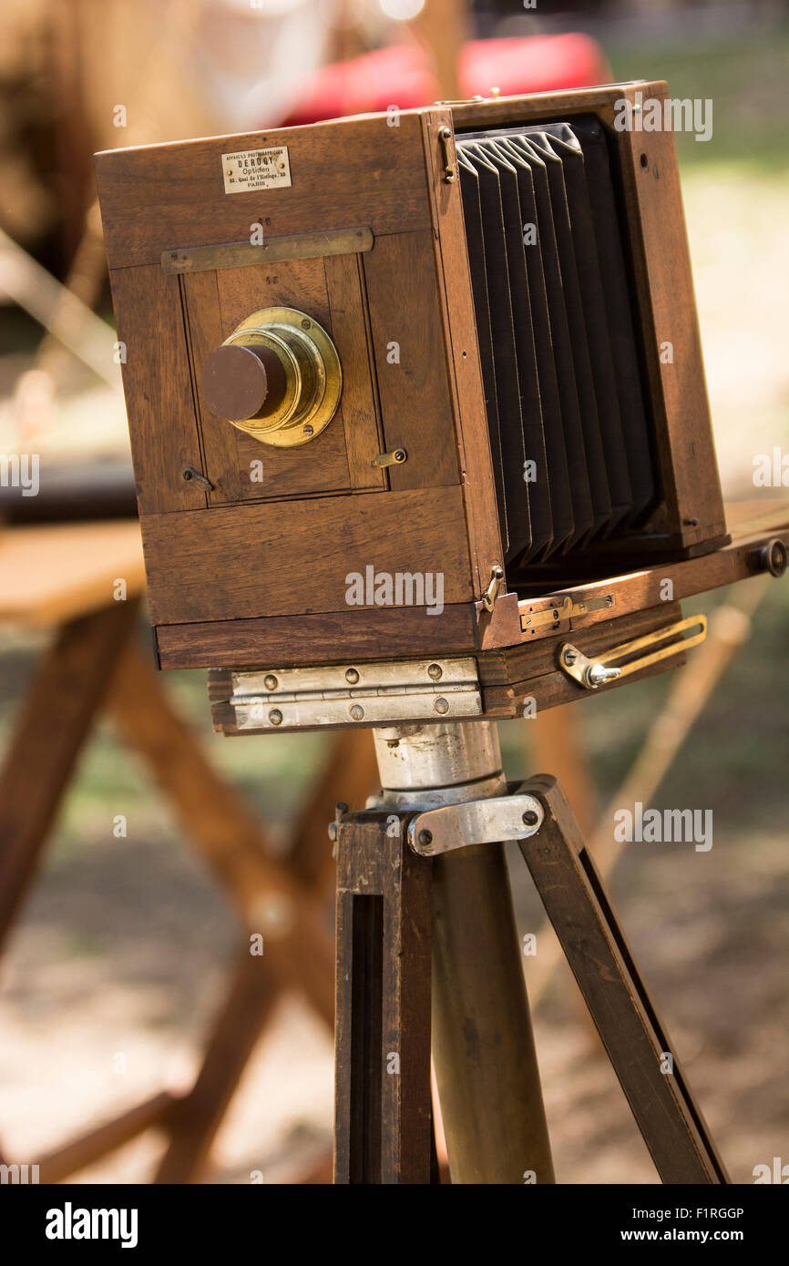 Un antico piastra umida fotocamera dalla Francia. Foto Stock