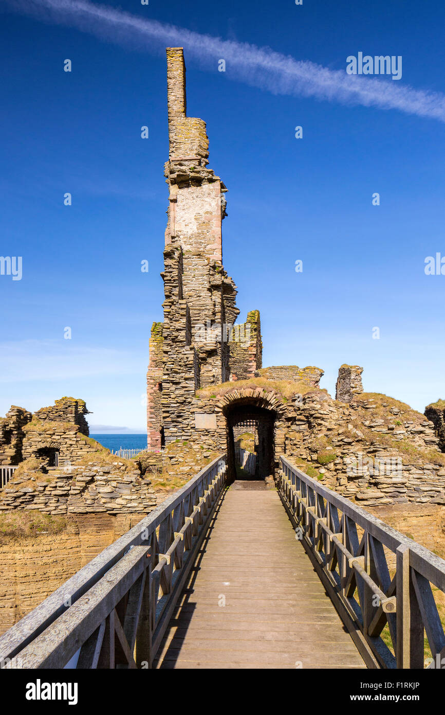 Castello Sinclair Girnigoe, Wick, Caithness, Highland, Scotland, Regno Unito, Europa. Foto Stock