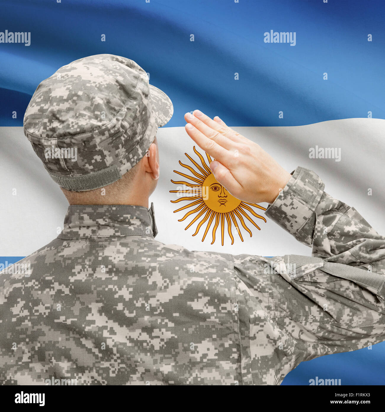 Nazionale forze militari con bandiera su sfondo serie concettuale - Argentina Foto Stock