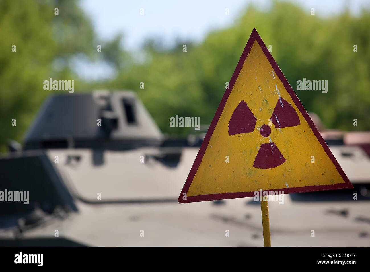La radioattività il simbolo di avvertimento Foto Stock