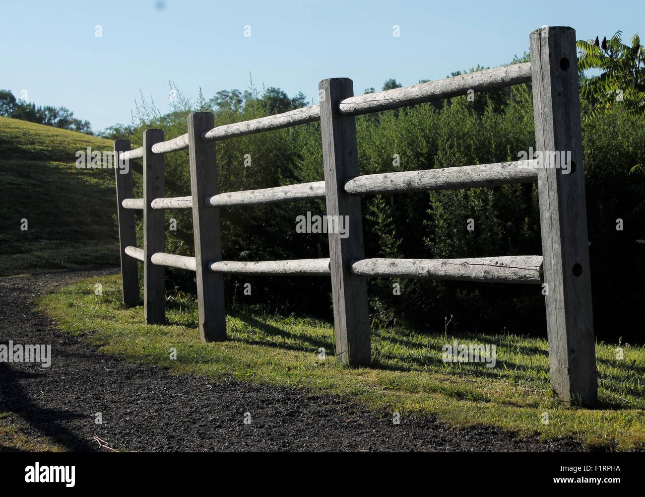Un corral recinto di stile in un parco locale a Hebron,CT Foto Stock