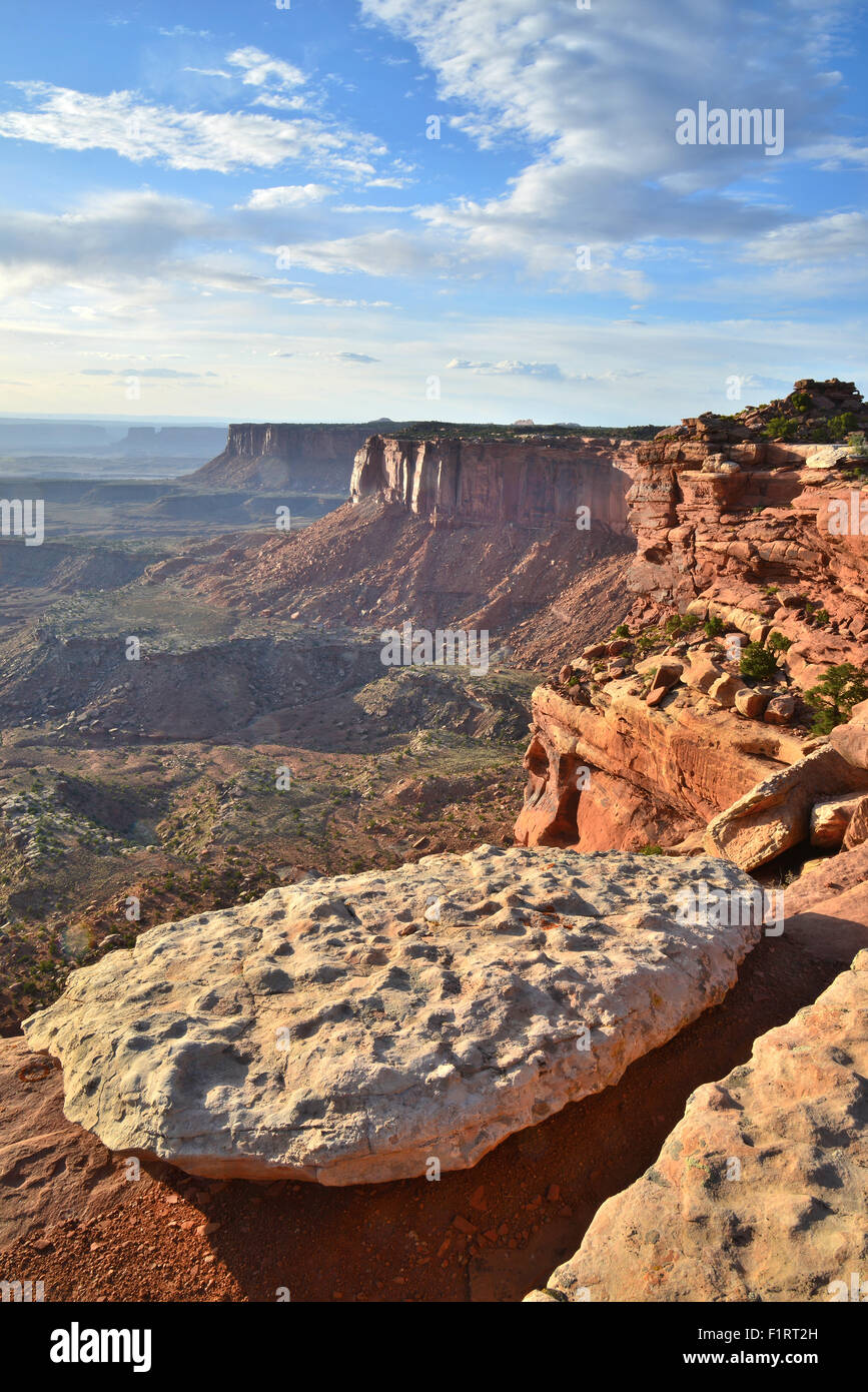 Vista dal lato ovest del Grand View Point in Isola di cielo distretto di Canyonlands National Park nello Utah Foto Stock