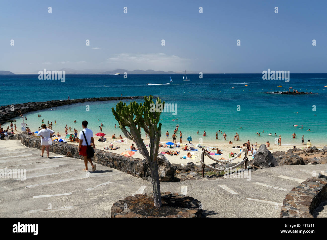Playa Dorada Beach, Playa Blanca, Lanzarote, Isole Canarie, Spagna. Foto Stock