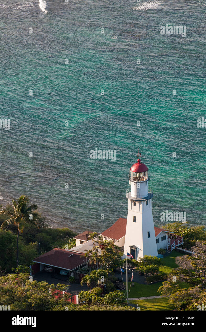 Diamond Head Lighthouse, Honolulu Oahu, Hawaii, Stati Uniti d'America, il Pacifico Foto Stock