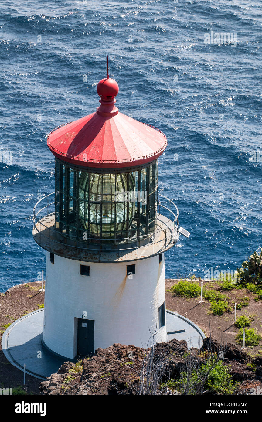 Makapu'u Point Lighthouse, Oahu, Hawaii, Stati Uniti d'America, il Pacifico Foto Stock