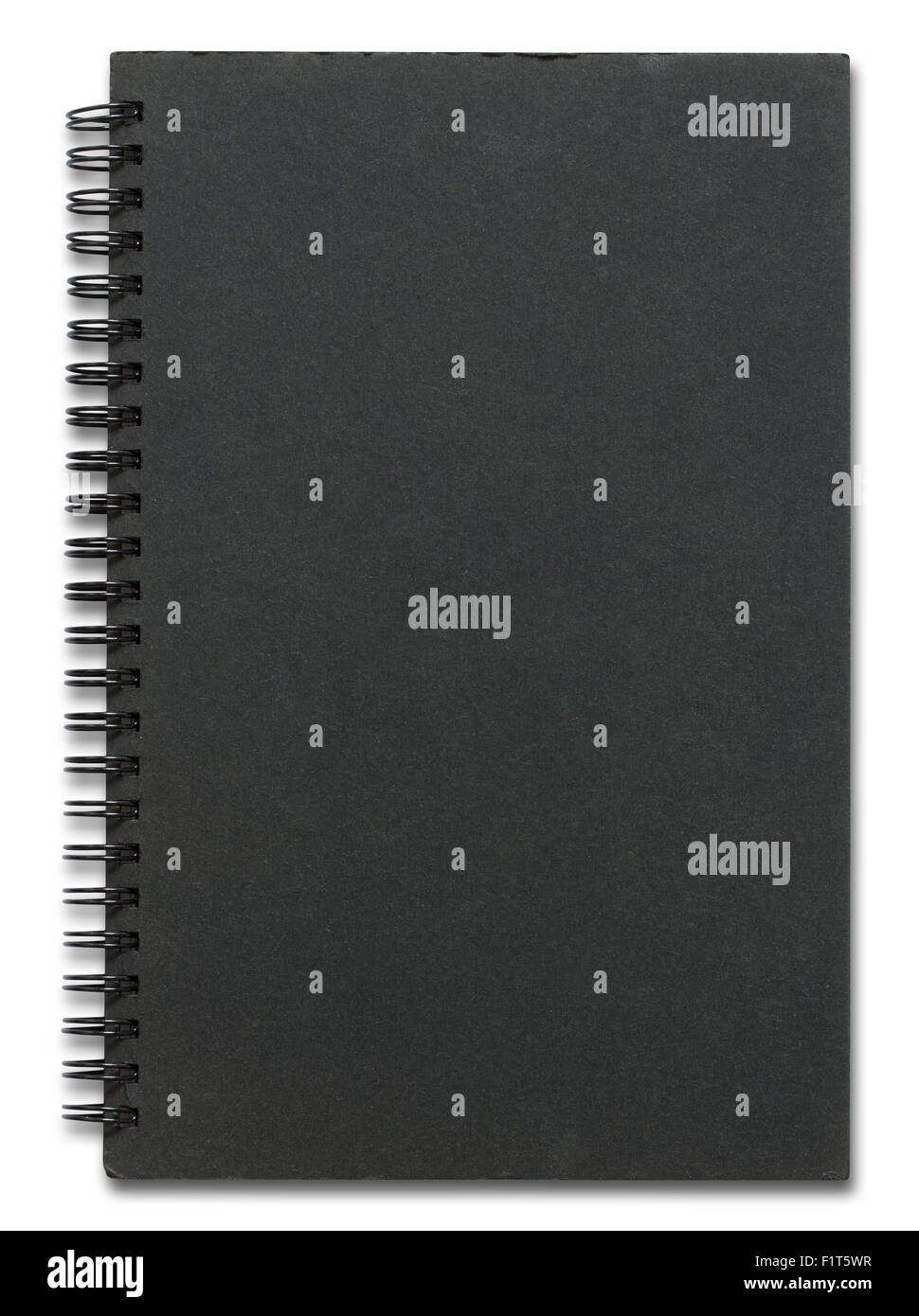 Notebook nero coperchio isolato su sfondo bianco Foto Stock