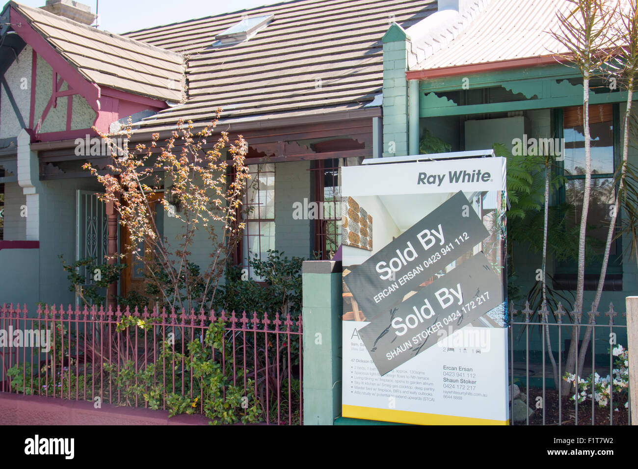 Casa vittoriana in Dickson Street Newtown venduta dall'agente immobiliare Ray White, sobborgo di Sydney NSW Australia Foto Stock
