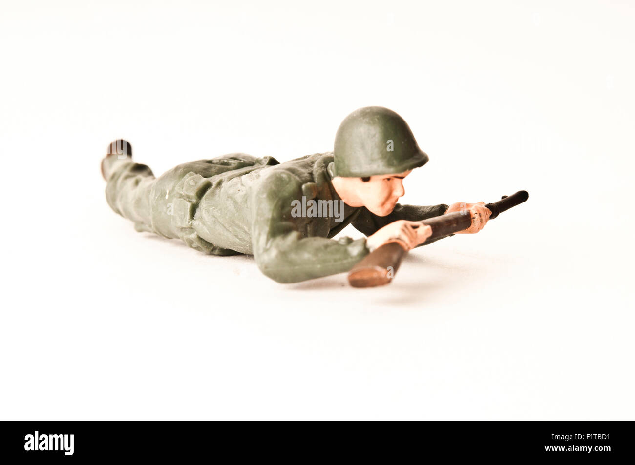 Durante la Seconda guerra mondiale delle truppe USA giocattolo di plastica soldato isolato Foto Stock