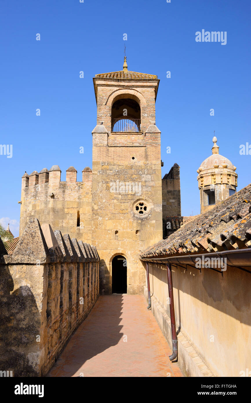 Torre dei Leoni a Alcazar de los Reyes Cristianos a Cordoba, Andalusia, Spagna Foto Stock