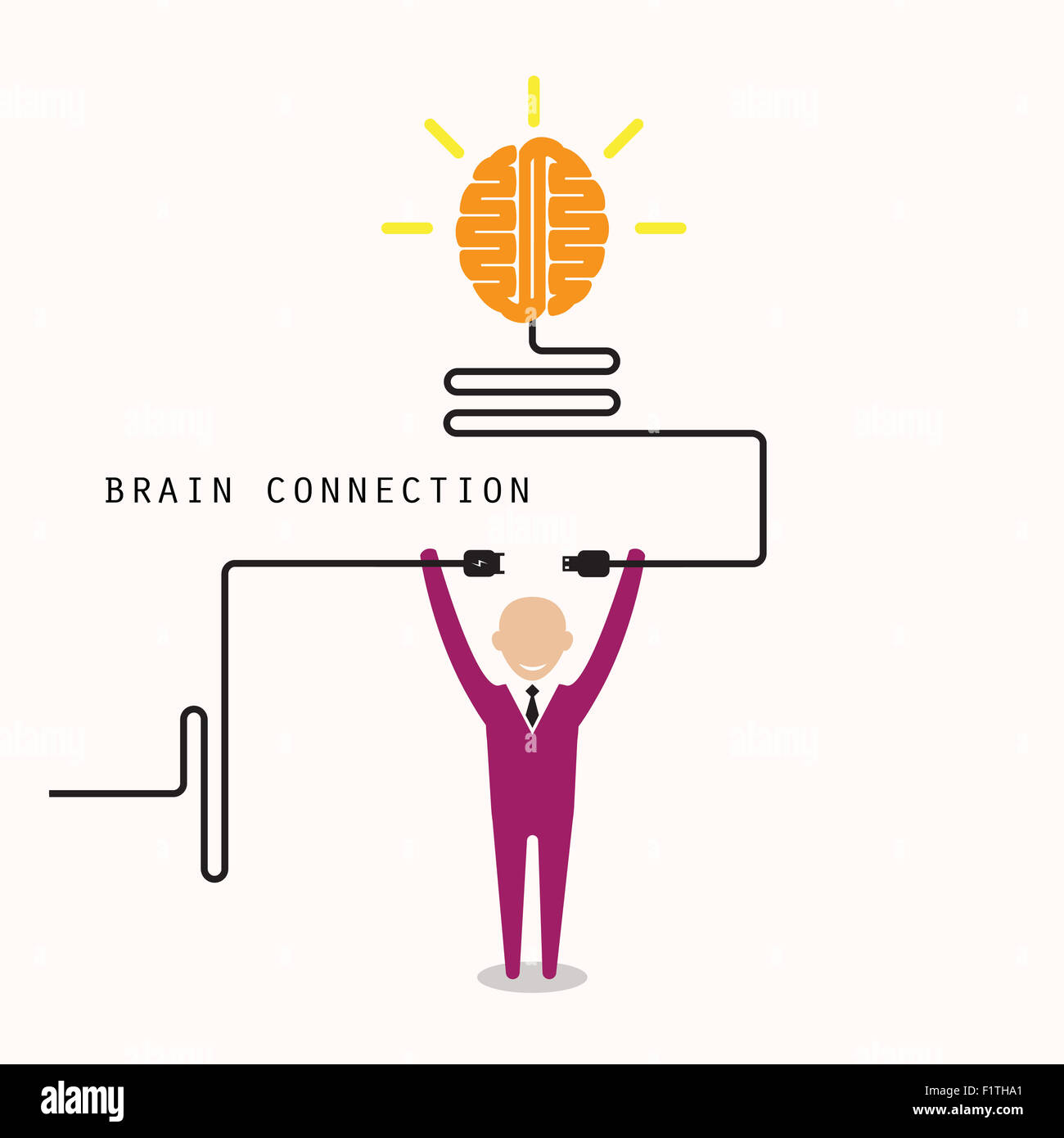 Imprenditore e luce creativi simbolo della lampadina con l idea di conoscenza e segno di connessione. Business e il concetto di istruzione. Foto Stock