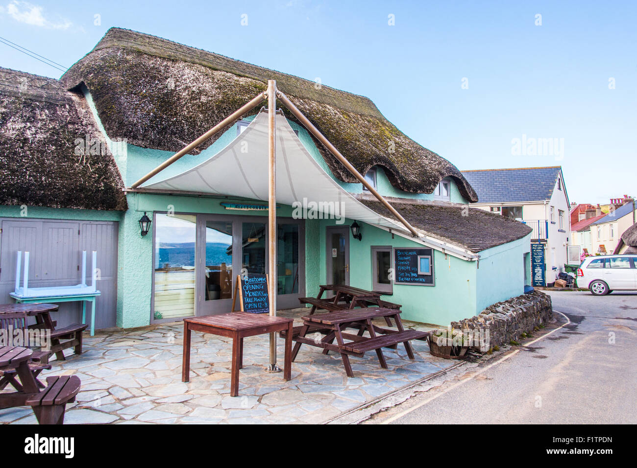 Beachcomber café speranza Cove, Kingsbridge, Devon, Inghilterra, Regno Unito. Foto Stock