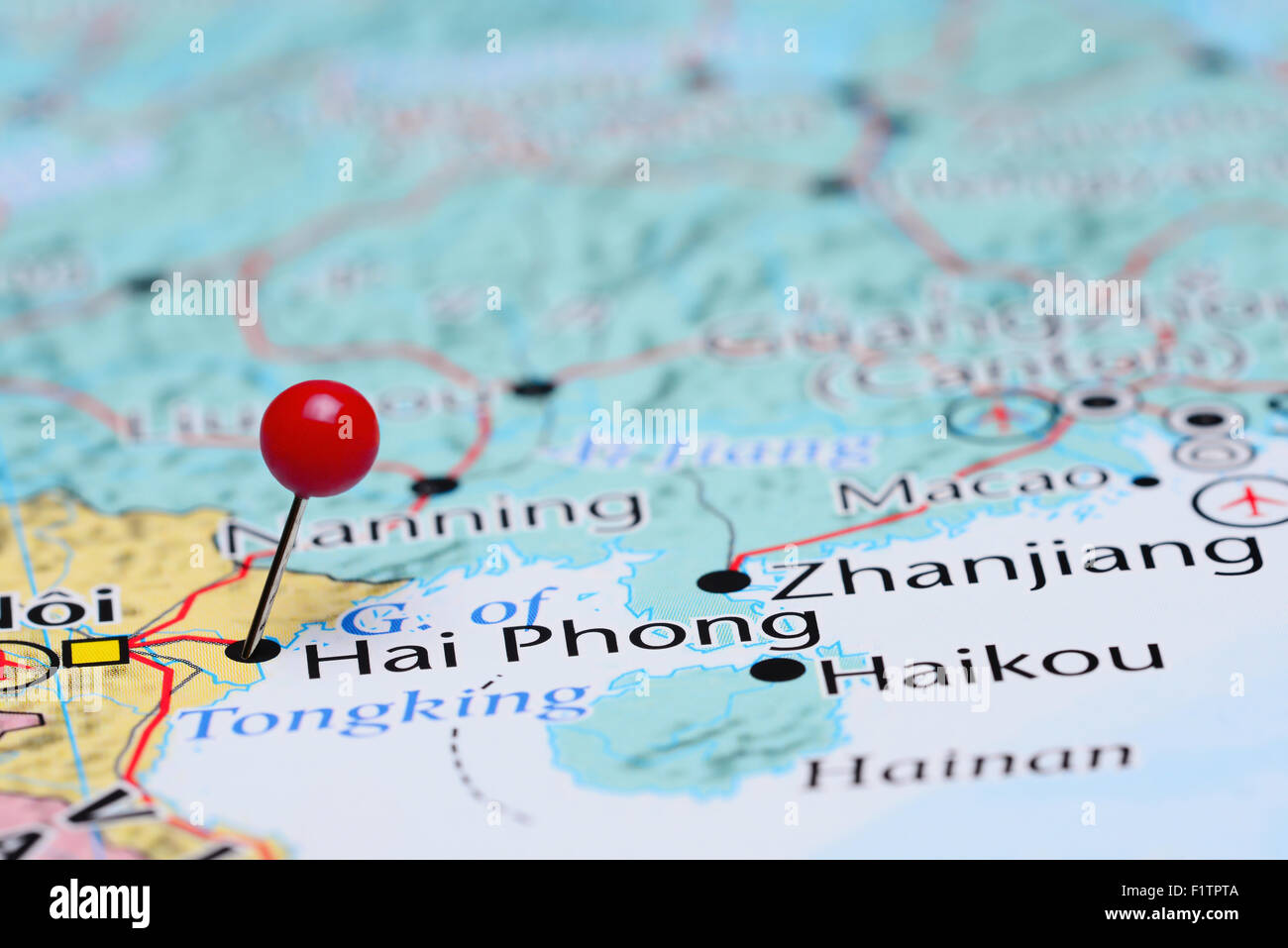 Hai Phong imperniata su una mappa di Asia Foto Stock