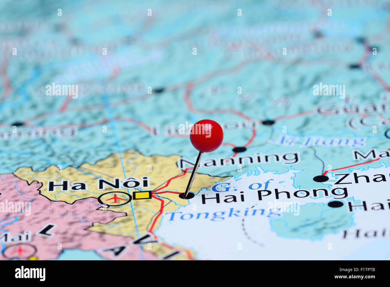 Hai Phong imperniata su una mappa di Asia Foto Stock