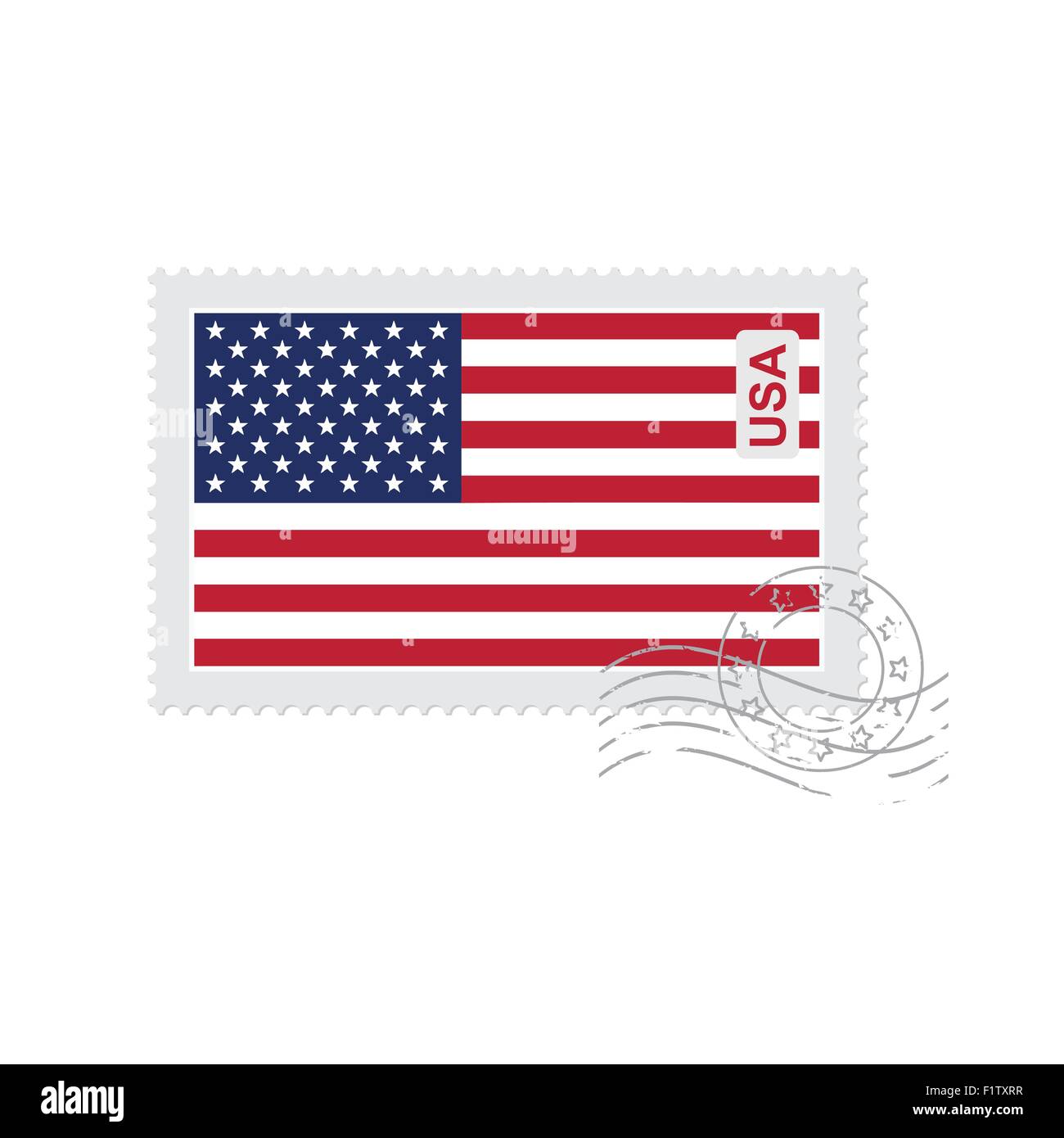 Noi bandiera vecchia francobollo isolato su bianco illustrazione vettoriale Illustrazione Vettoriale
