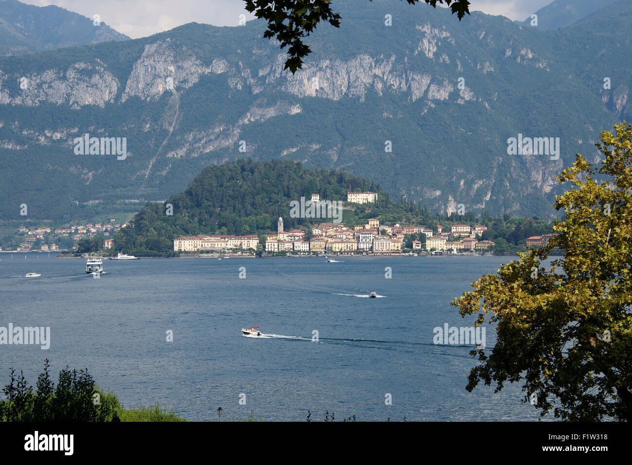 Bellagio e Lago di Como da Villa Carlotta lombardia italia Foto Stock