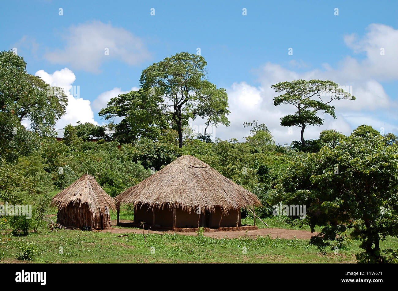 Villaggio di capanne - Zambia Foto Stock