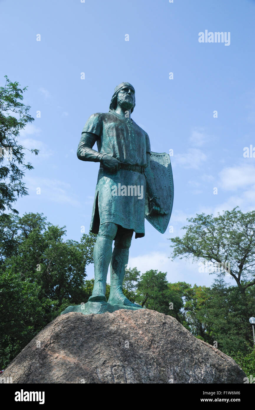 Leif Erikson (Leif Ericson) statua in Humboldt Park, Chicago, Illinois Foto Stock