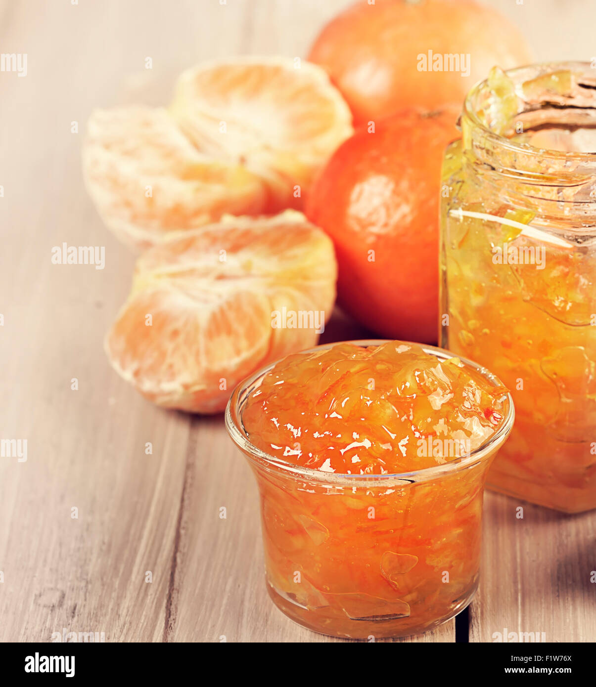 Orange Inceppamento nel vasetto di vetro Foto Stock