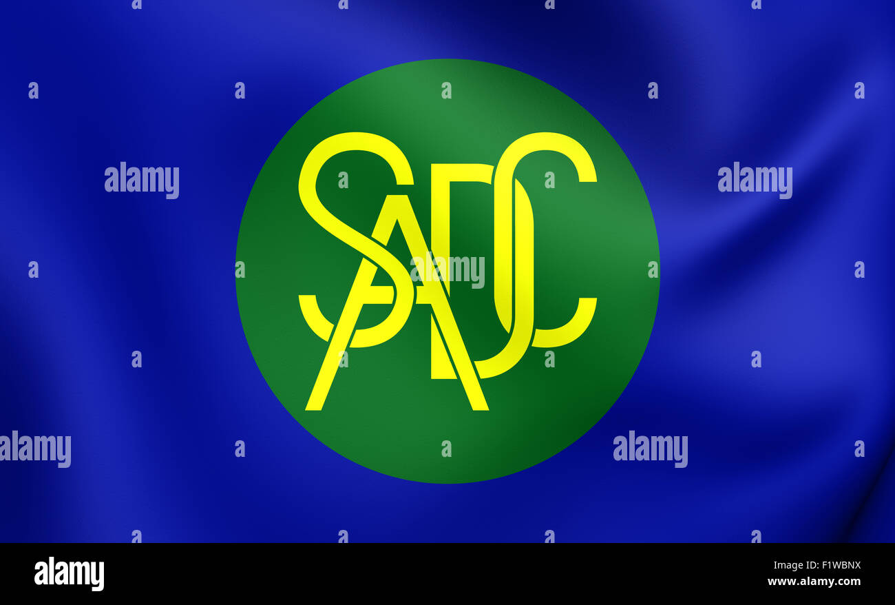 3D bandiera della Comunità di Sviluppo dell Africa meridionale. Close up. Foto Stock