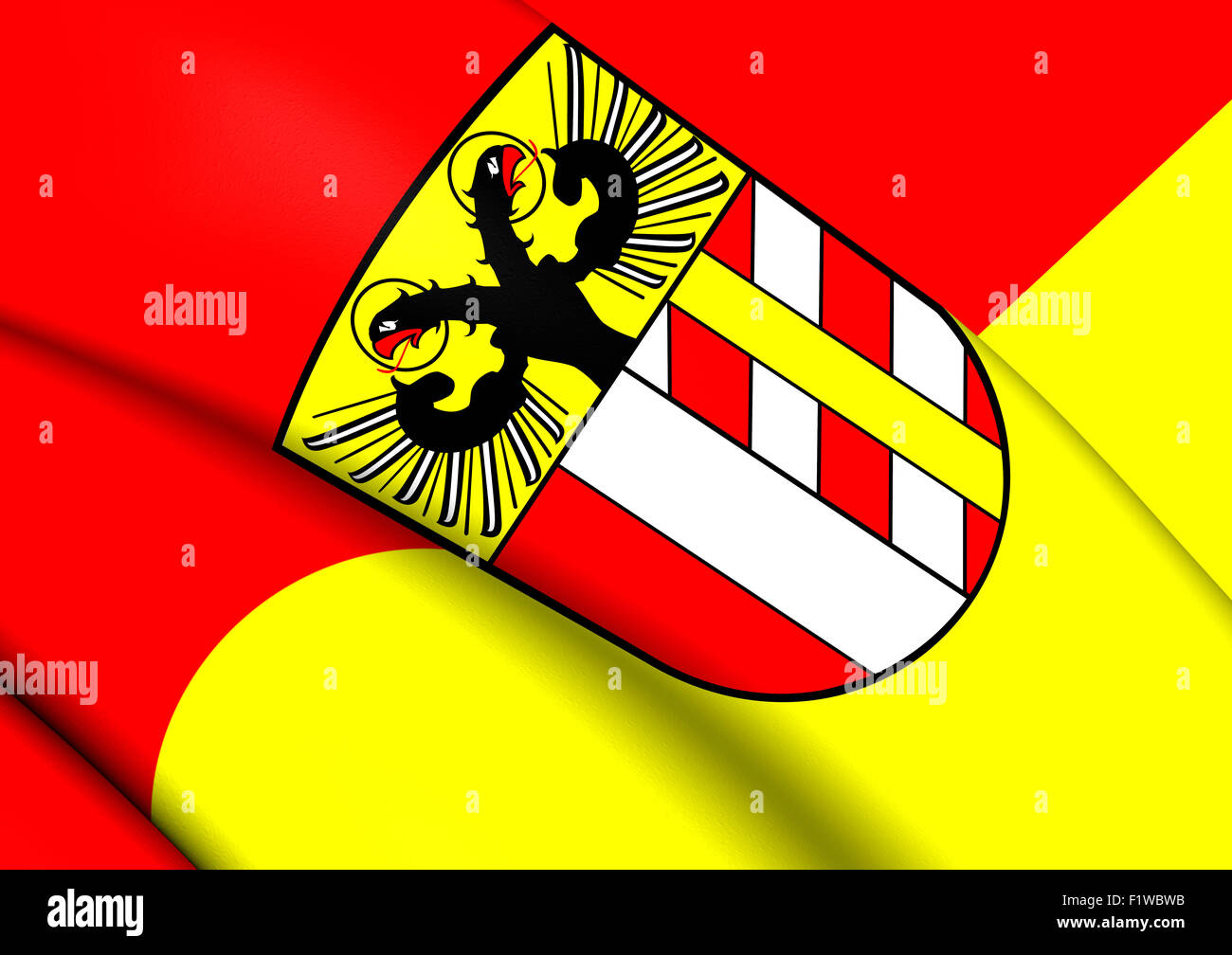 3D Bandiera della bavarese di Svevia, Germania. Close up. Foto Stock