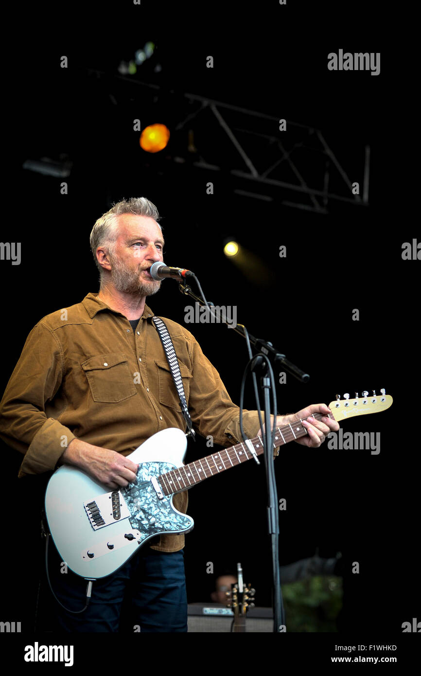 Billy Bragg di eseguire insieme le persone Festival di Brighton. Foto Stock