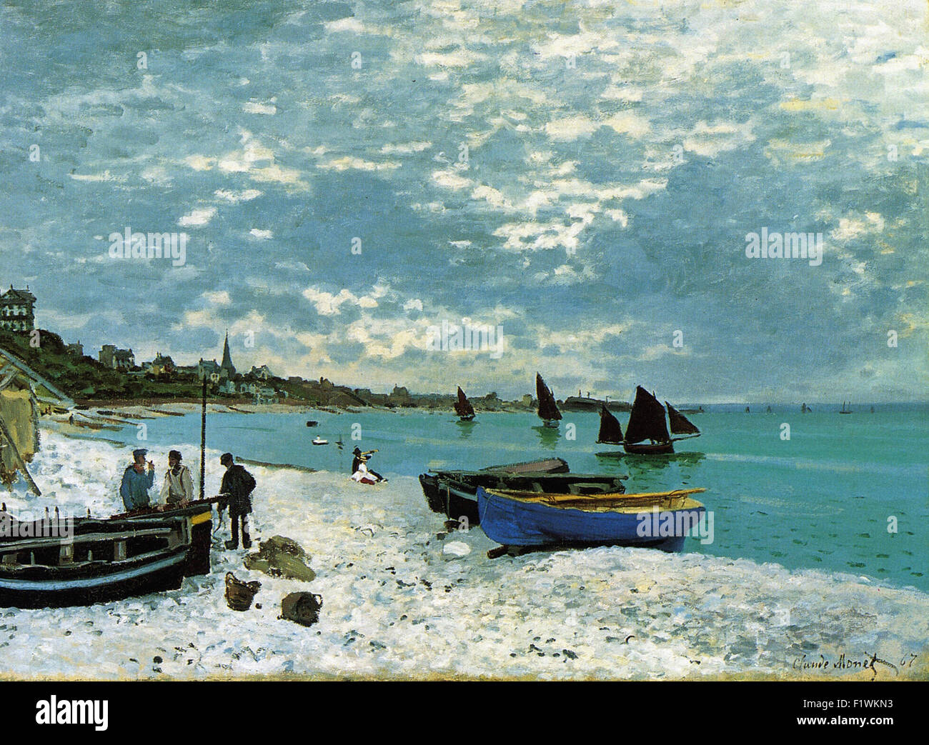 Claude Monet - La Spiaggia a Sainte Adresse Foto Stock