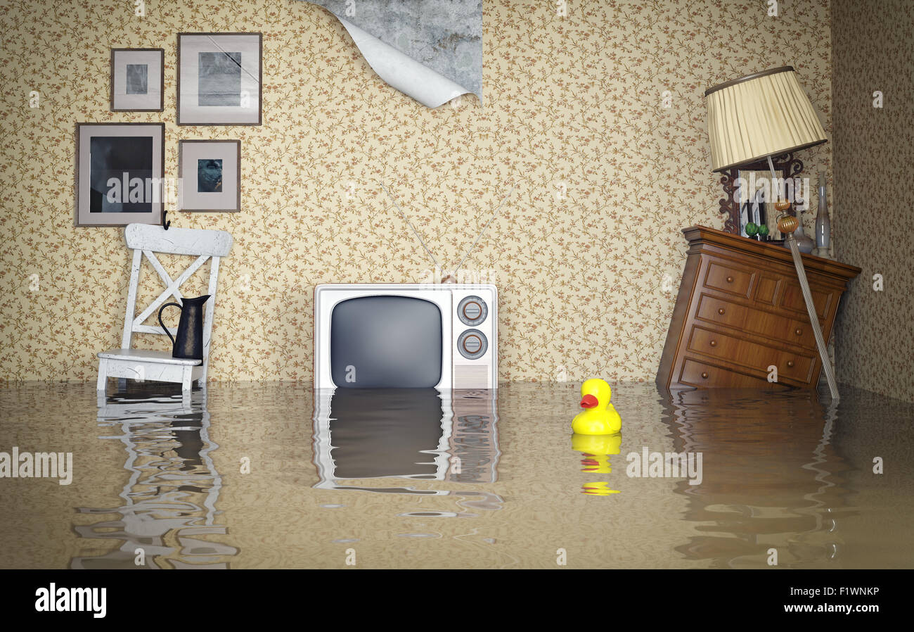 Inondati interni vintage. 3d concept Foto Stock