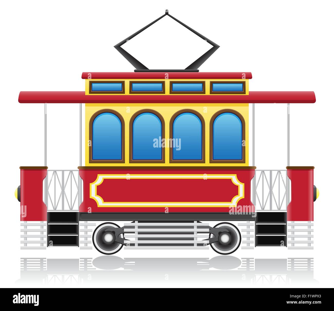 Il vecchio tram retrò illustrazione vettoriale isolati su sfondo bianco Illustrazione Vettoriale