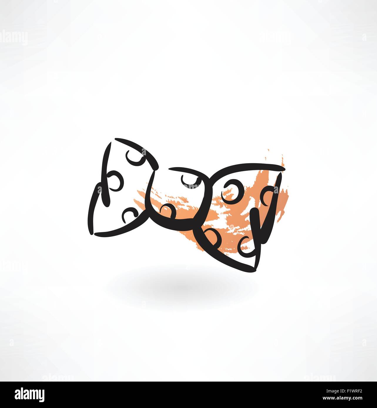 Bow tie icona grunge Illustrazione Vettoriale