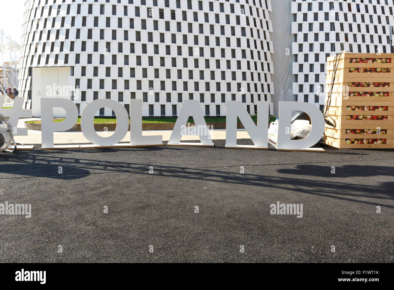 Milano, 12 agosto 2015: dettaglio del Padiglione Polonia alla fiera Expo 2015 Italia. Foto Stock