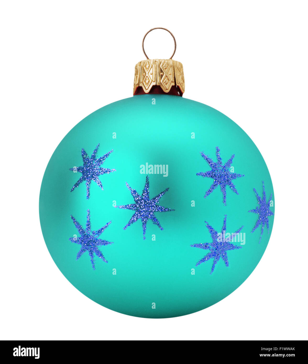 Azure palla di Natale isolato su uno sfondo bianco. Foto Stock