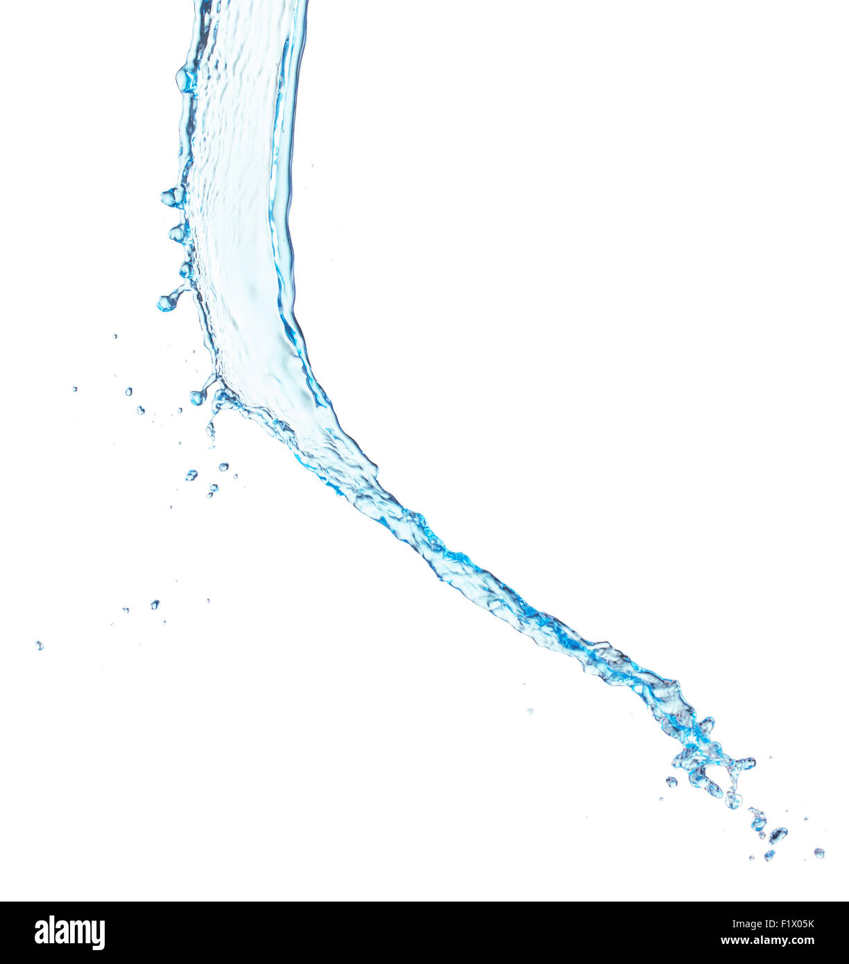 Versare acqua isolate su uno sfondo bianco. Foto Stock