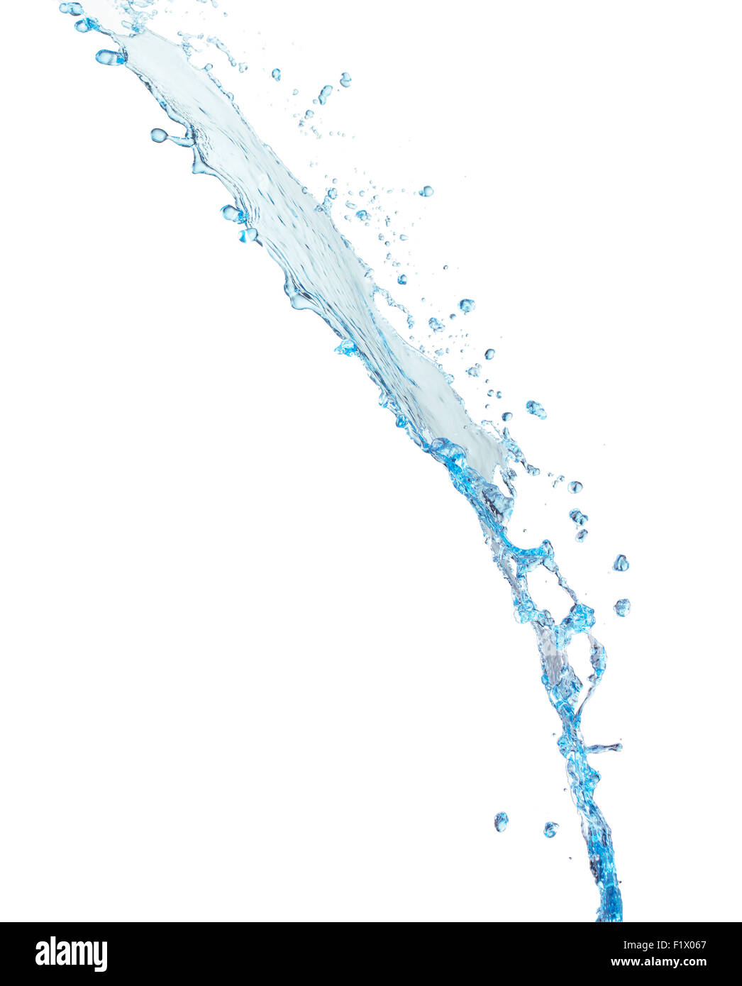 Versare acqua isolate su uno sfondo bianco. Foto Stock