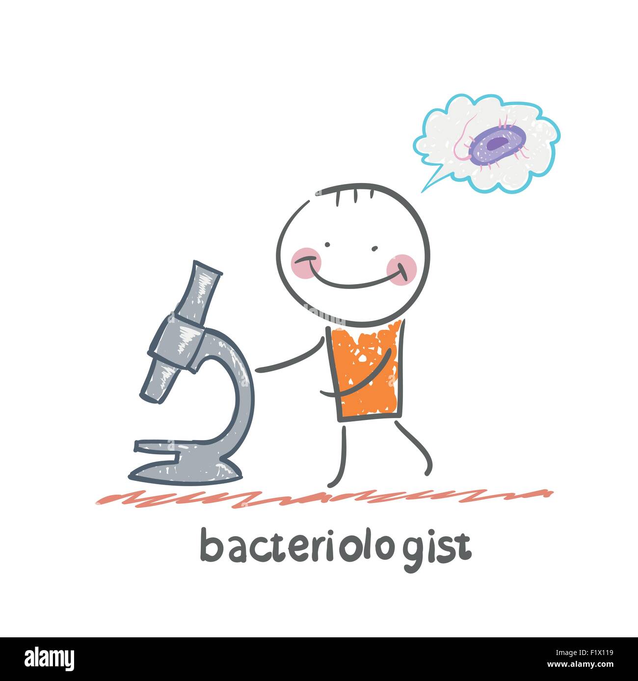 Bacteriologist. Divertimento in stile fumetto illustrazione. La situazione di vita. Illustrazione Vettoriale