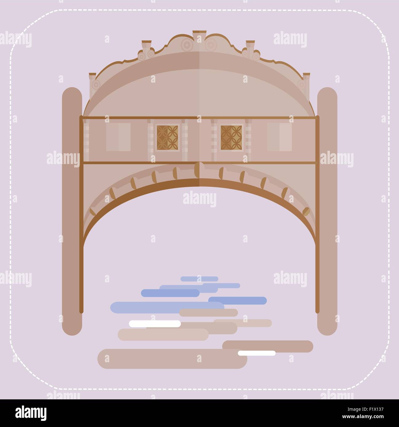 Venezia Ponte dei Sospiri. Gondoliere in una gondola icona. Illustrazione Vettoriale