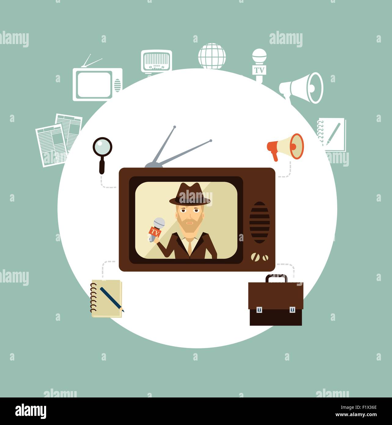 Giornalista TV agisca in diretta effire llustration Illustrazione Vettoriale