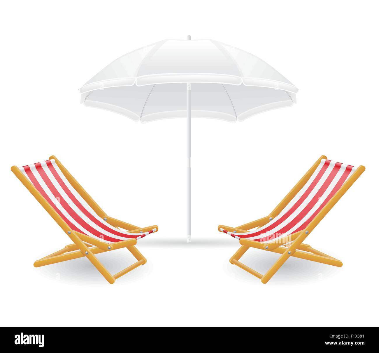Sdraio sulla spiaggia e ombrellone illustrazione vettoriale isolati su sfondo bianco Illustrazione Vettoriale