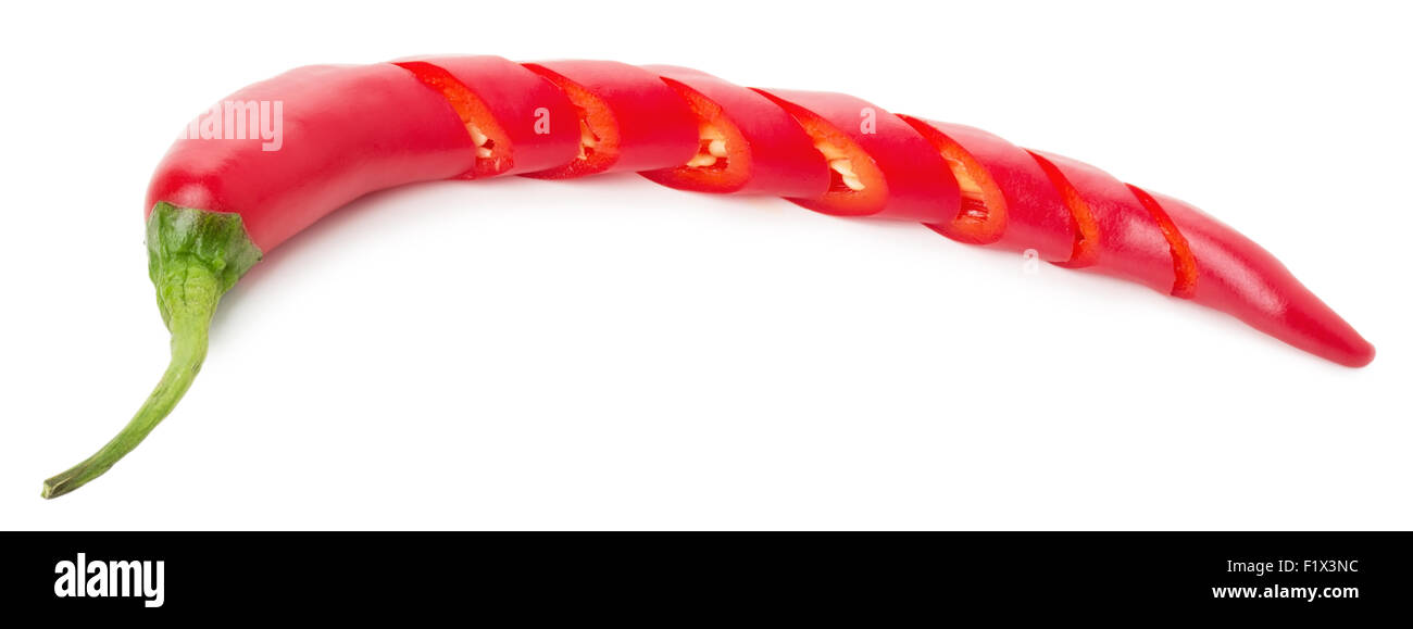 Red Hot Pepper isolato su uno sfondo bianco. Foto Stock