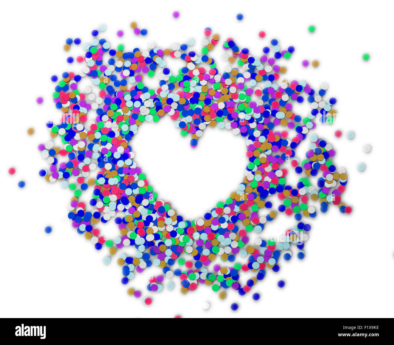 Sfondo di confetti a forma di cuore. Foto Stock