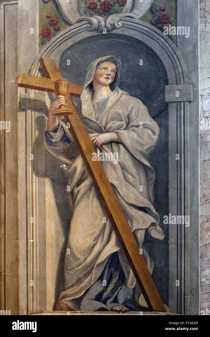 Saint Helena, affresco del St Nicholas Cathedral a Ljubljana, Slovenia il 30 giugno 2015 Foto Stock