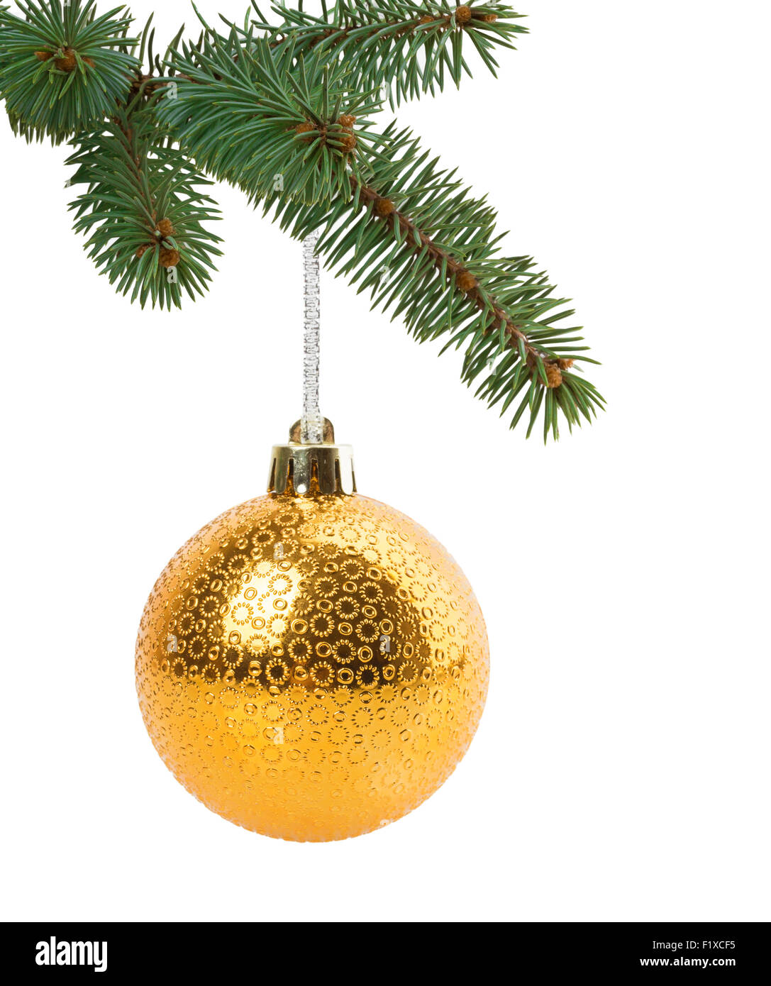 Golden palla di Natale. Foto Stock